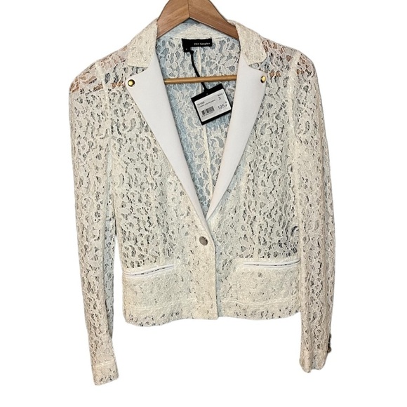 NWT The Kooples Flower Lace and Crepe Jacket - Picture 3 of 13